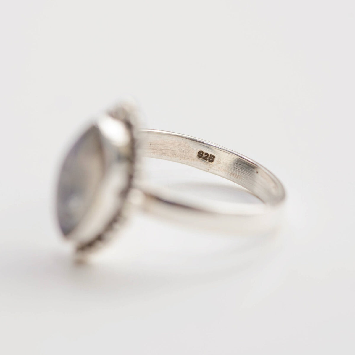 Navette Moonstone Ring, Silver Statement Ring