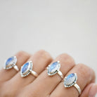 Navette Moonstone Ring, Silver Statement Ring