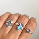 Navette Moonstone Ring, Silver Statement Ring