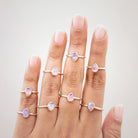 Pink Moonstone Ring, Minimalist Silver Ring