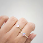 Pink Moonstone Ring, Minimalist Silver Ring