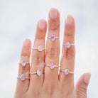 Pink Moonstone Ring, Minimalist Silver Ring
