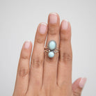 Larimar Silver Ring, Boho Statement Ring
