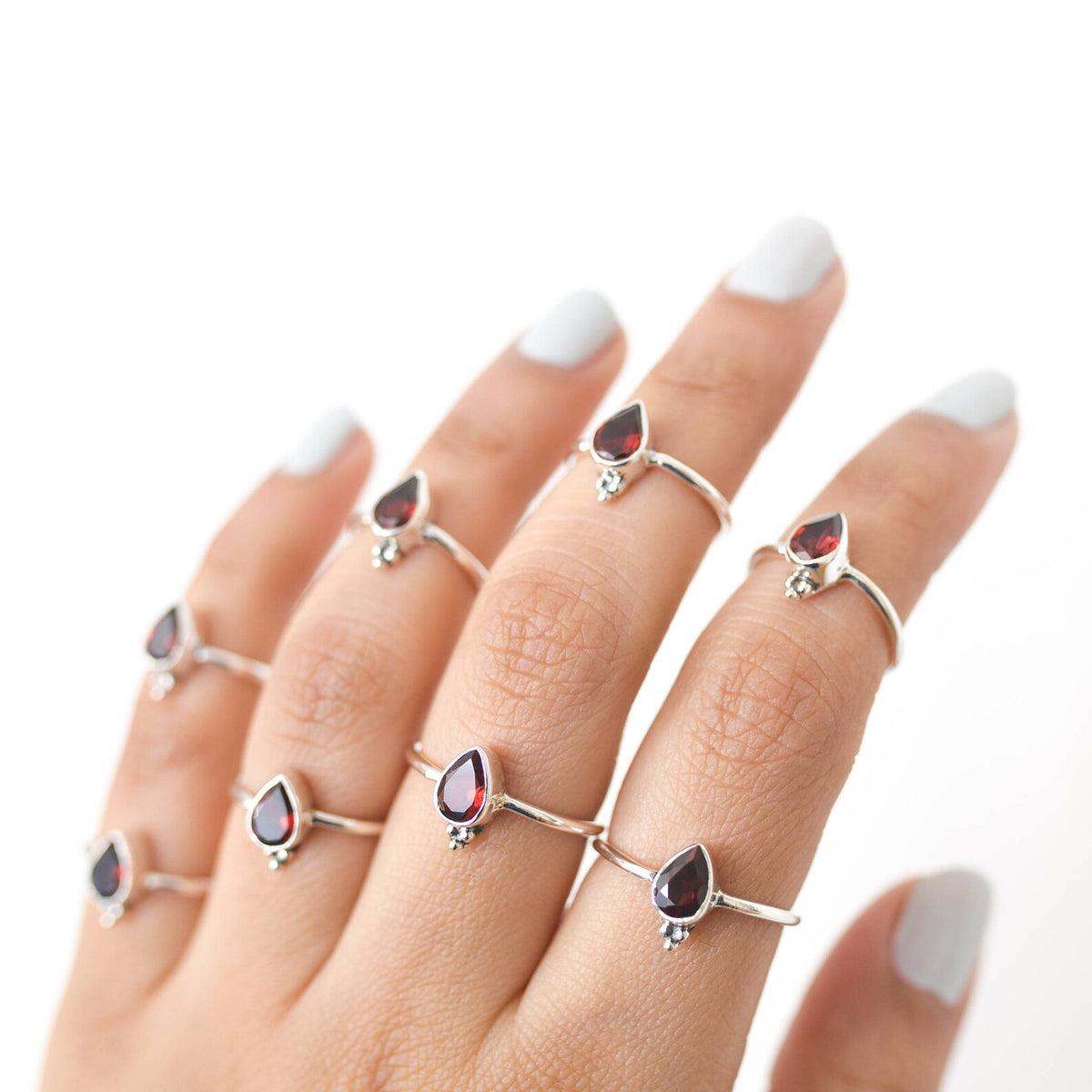 Dainty Garnet Ring, Birthstone Stacking Ring