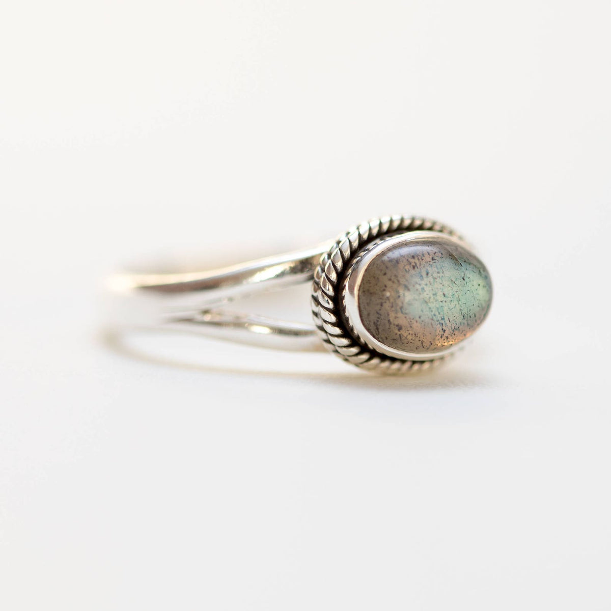 Oval Labradorite Ring, Silver Promise Ring