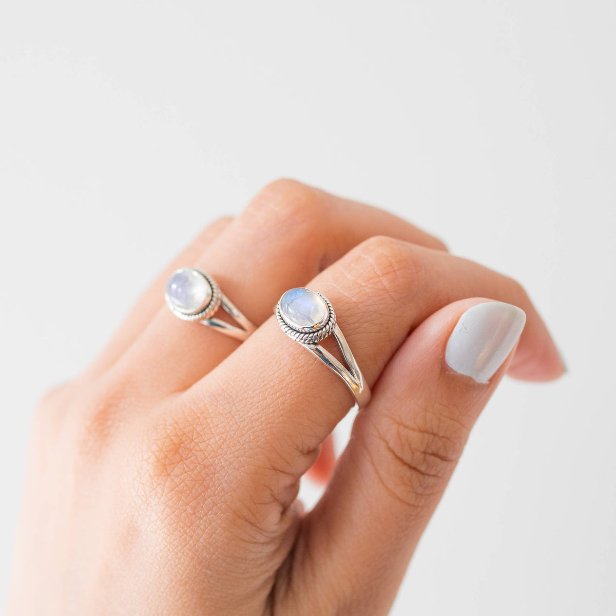 Rainbow Moonstone Ring, Oval Stone Ring