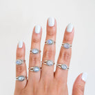 Rainbow Moonstone Ring, Oval Stone Ring