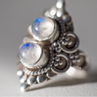 Round Moonstone Ring, Silver Cocktail Ring