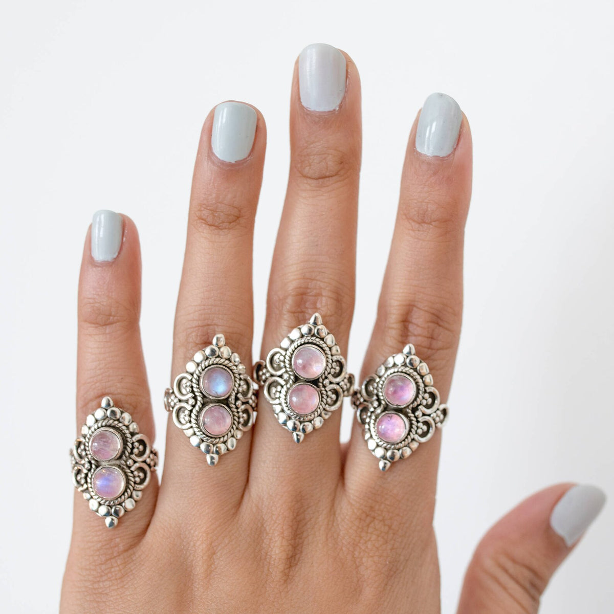 Pink Moonstone Ring, Pink Cocktail Ring