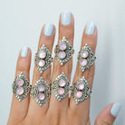 Pink Moonstone Ring, Pink Cocktail Ring