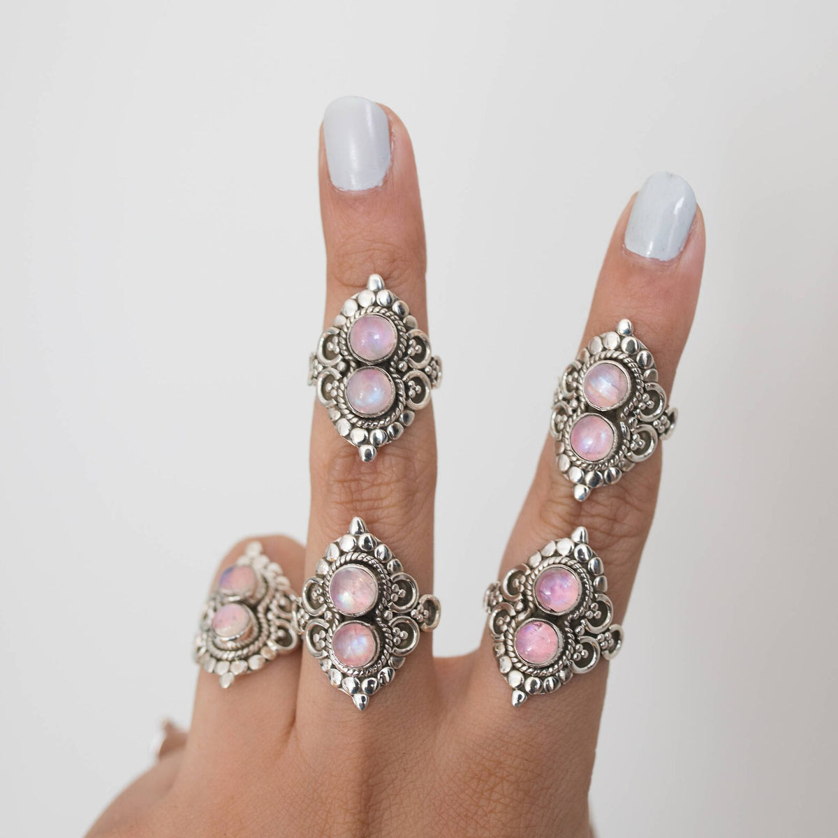 Pink Moonstone Ring, Pink Cocktail Ring