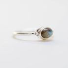 Oval Labradorite Ring, Tiny Gemstone Rings