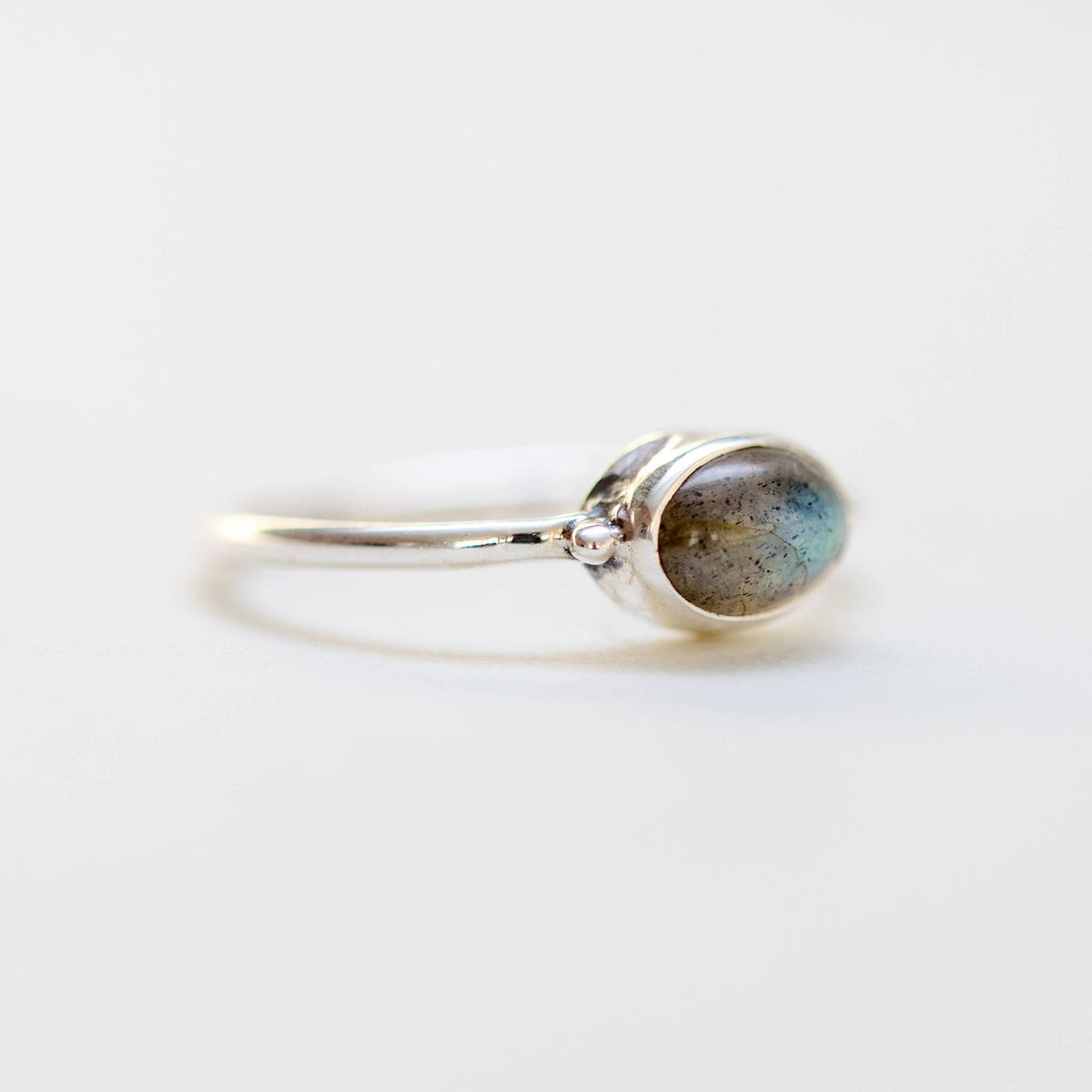 Oval Labradorite Ring, Tiny Gemstone Rings
