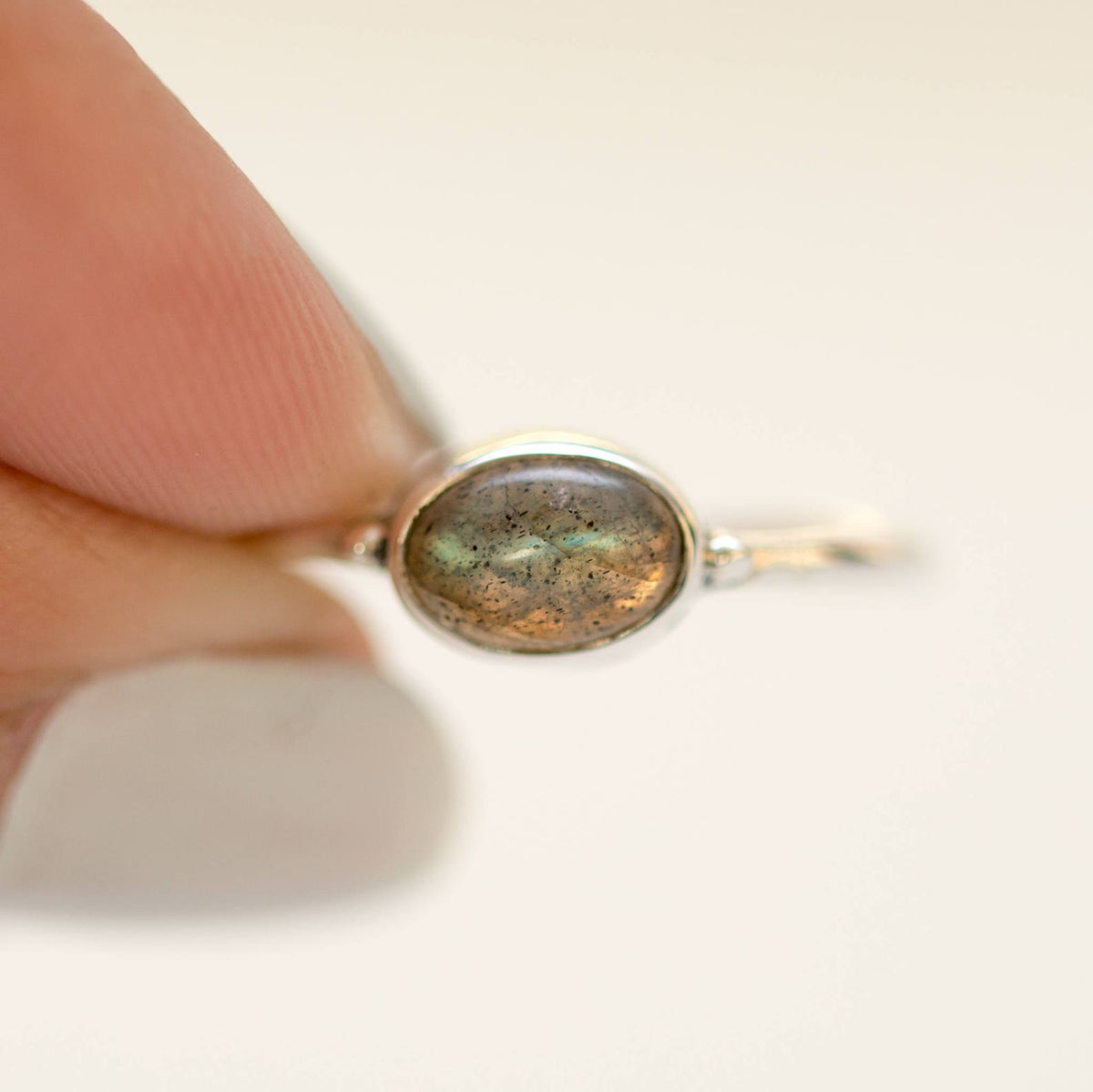 Oval Labradorite Ring, Tiny Gemstone Rings