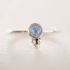 Tiny Moonstone Ring, Round Blue Moonstone Ring