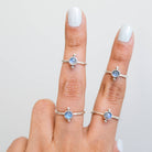 Round Moonstone Ring, Silver Dot Ring