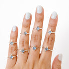 Round Moonstone Ring, Silver Dot Ring