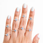 Round Moonstone Ring, Silver Dot Ring