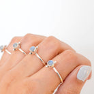 Round Moonstone Ring, Silver Dot Ring