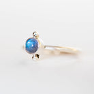 Round Moonstone Ring, Silver Dot Ring