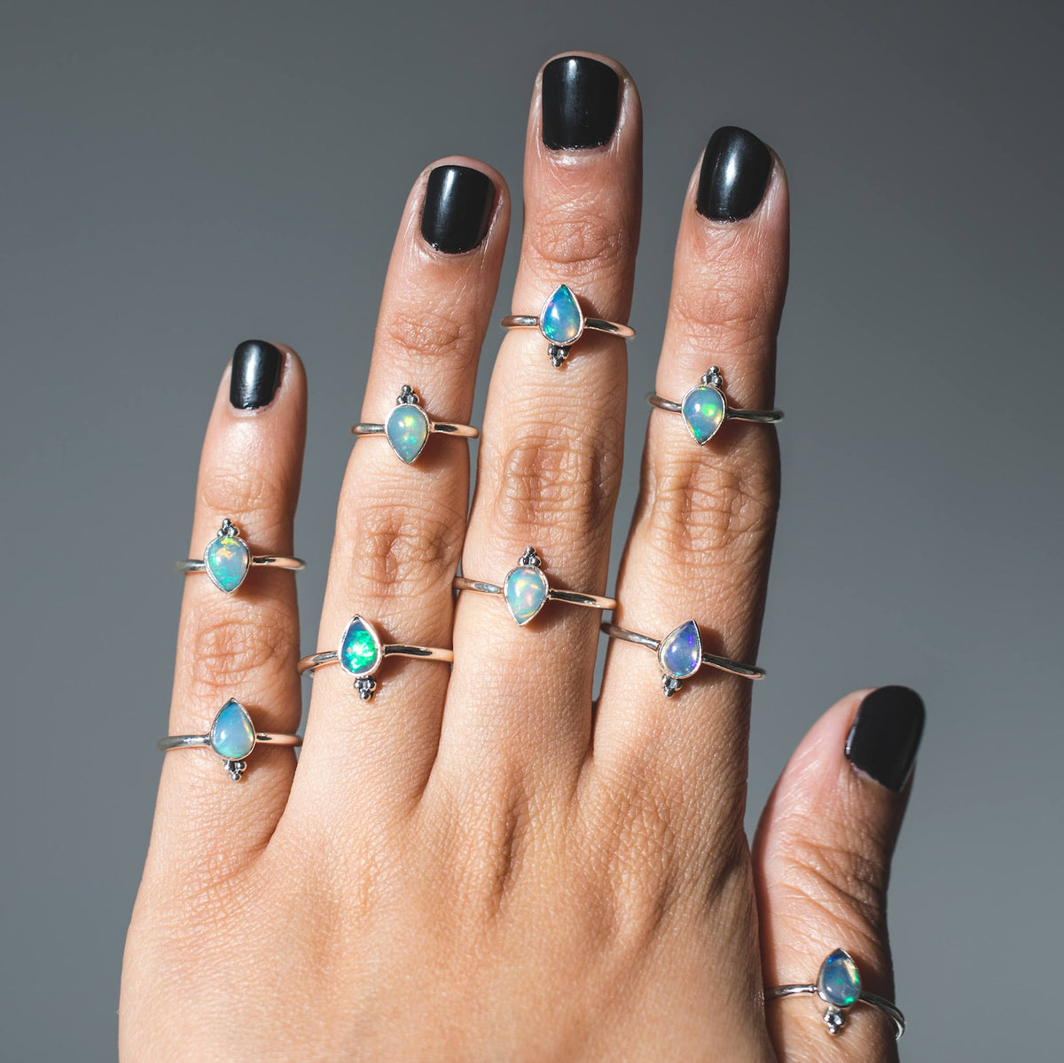 Rainbow Opal Ring, Opal Stacking Rings