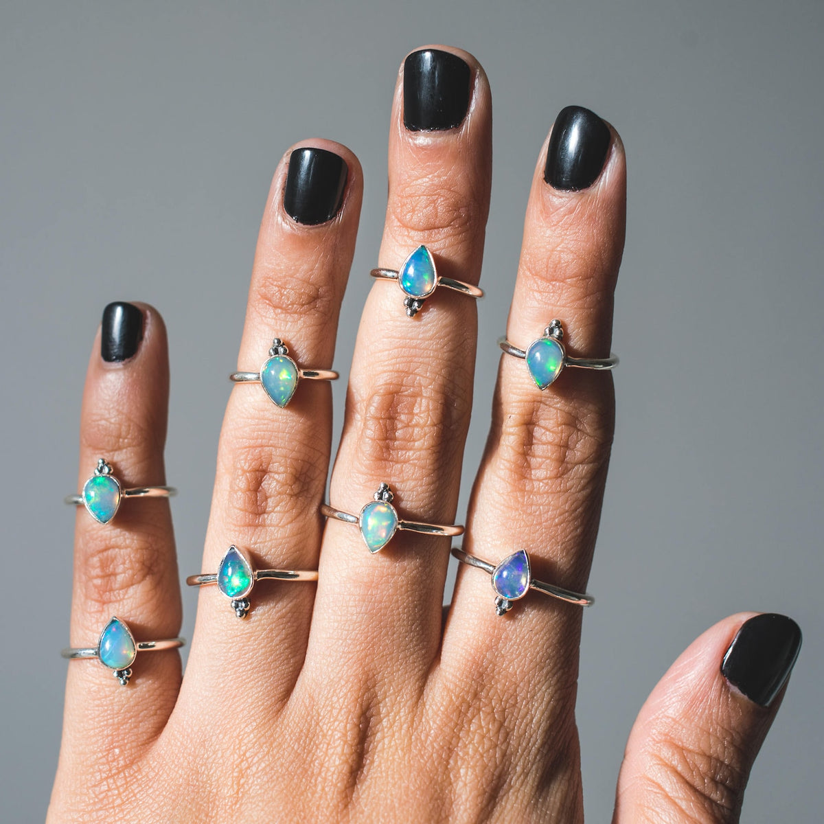 Rainbow Opal Ring, Opal Stacking Rings