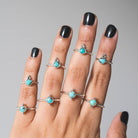 Round Turquoise Ring, Silver Dot Ring