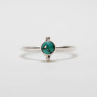 Round Turquoise Ring, Silver Dot Ring