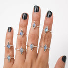 Oval Moonstone Ring, Boho Stack Rings