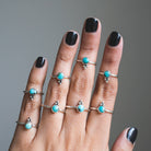 Genuine Turquoise Ring, Tiny Gemstone Ring
