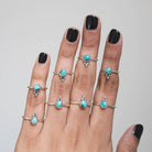 Genuine Turquoise Ring, Tiny Gemstone Ring