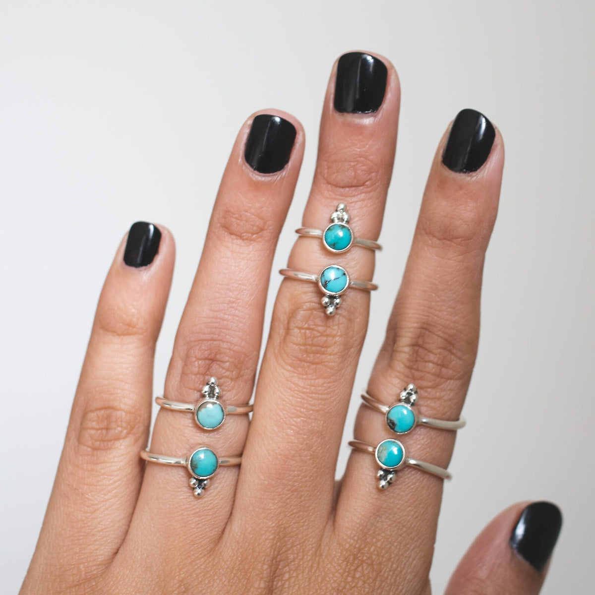 Genuine Turquoise Ring, Tiny Gemstone Ring