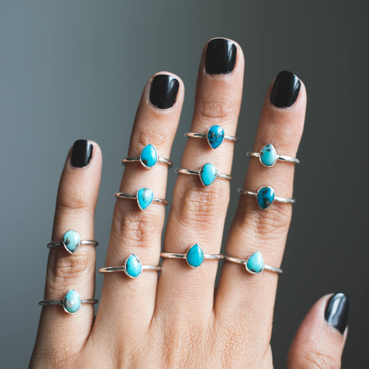 Dainty Turquoise Ring, Tiny Gemstone Ring, Delicate Silver Ring