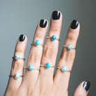 Dainty Turquoise Ring, Tiny Gemstone Ring, Delicate Silver Ring