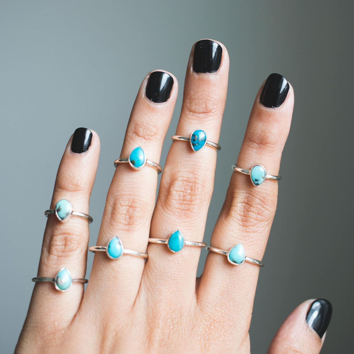Dainty Turquoise Ring, Tiny Gemstone Ring, Delicate Silver Ring