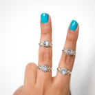 Round Moonstone Ring, Silver Leaf Ring