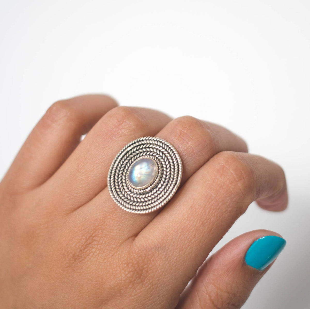 Large Silver Ring, Moonstone Ring