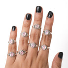 Oval Moonstone Ring, Pink Gemstone Ring, Delicate Rings