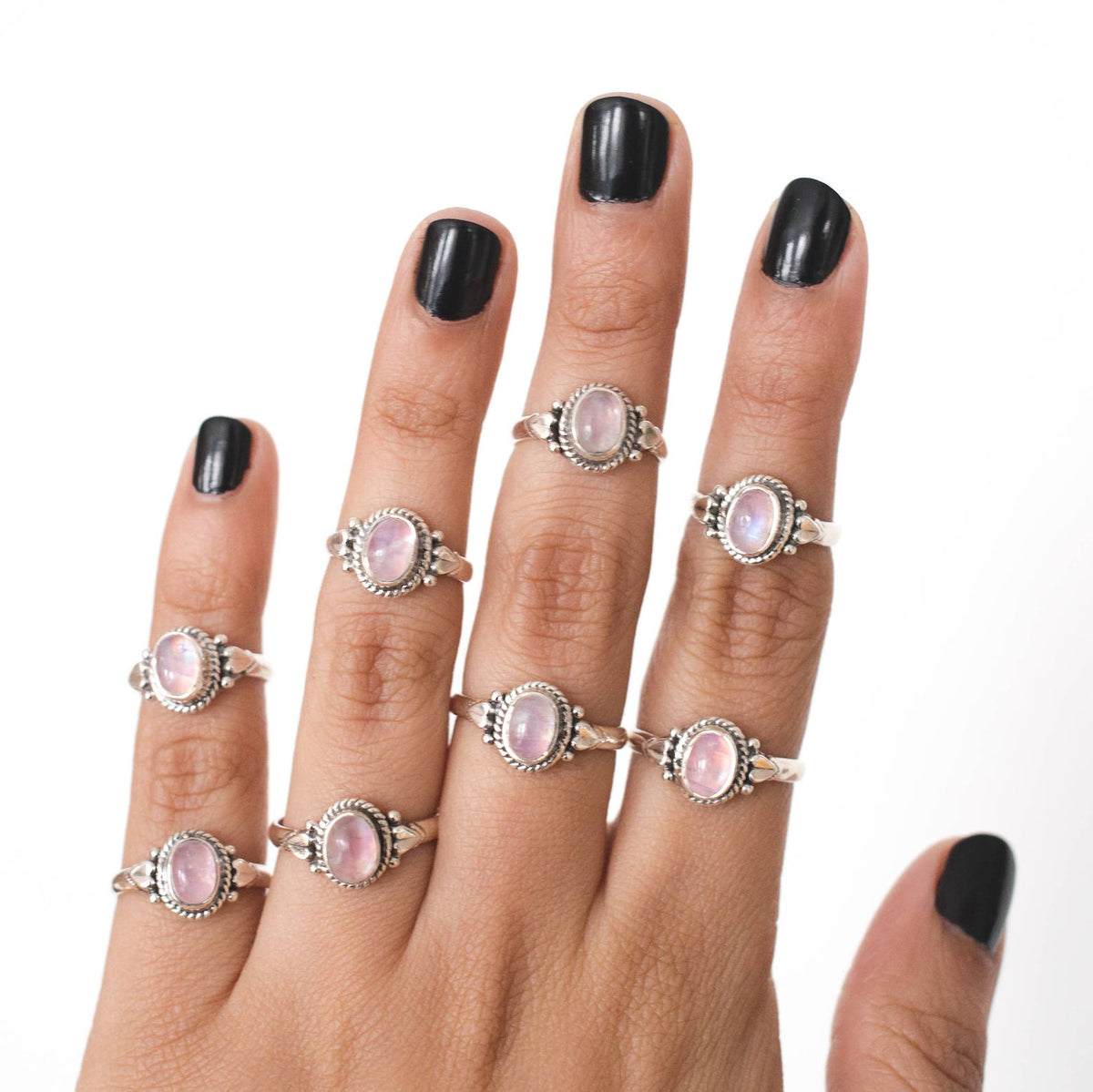 Oval Moonstone Ring, Pink Gemstone Ring, Delicate Rings
