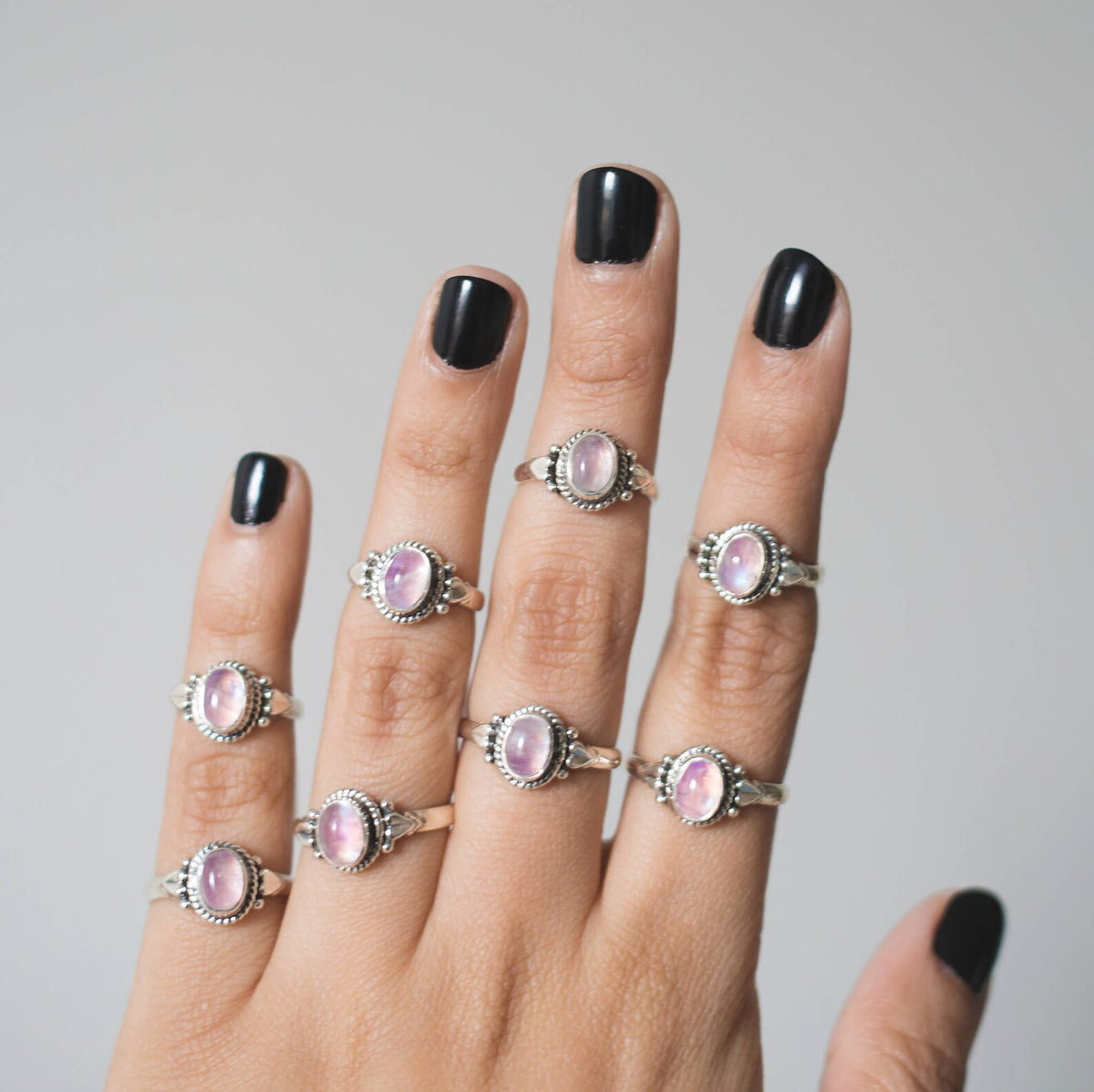 Oval Moonstone Ring, Pink Gemstone Ring, Delicate Rings