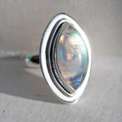 Galaxy Ring, Navette Ring, Large Moonstone Ring
