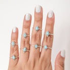Dainty Larimar Ring, Pear Gemstone Ring
