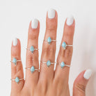 Dainty Larimar Ring, Pear Gemstone Ring