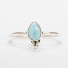 Dainty Larimar Ring, Pear Gemstone Ring