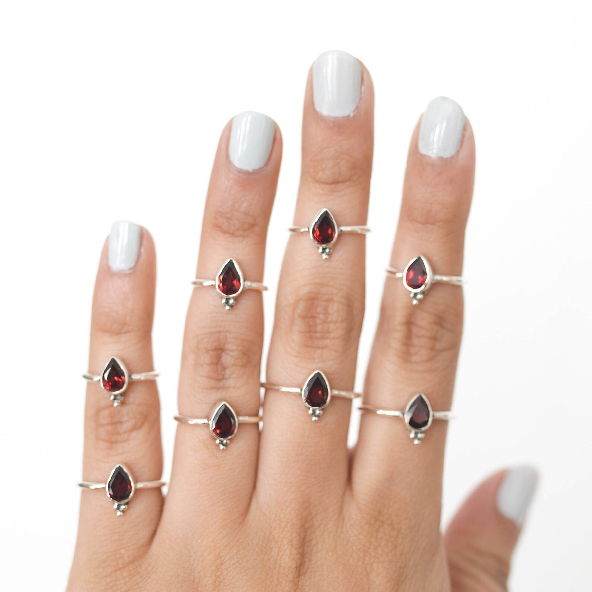 Dainty Garnet Ring, Birthstone Stacking Ring
