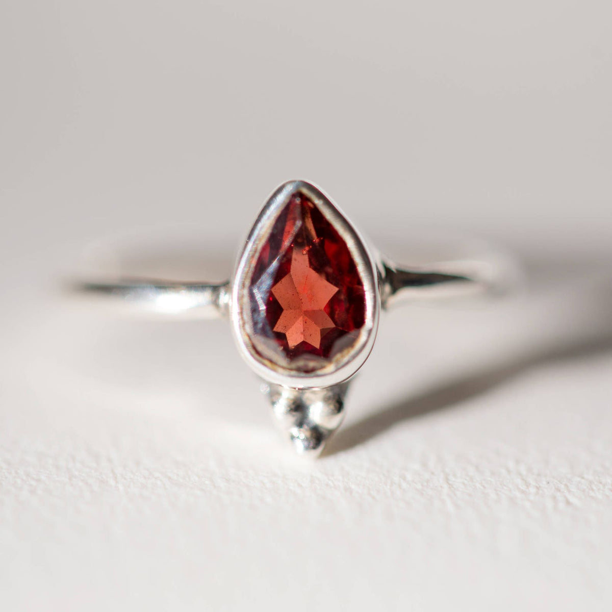 Dainty Garnet Ring, Birthstone Stacking Ring