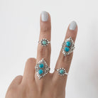 Turquoise Boho Ring, Silver Cocktail Ring