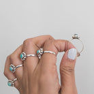 Genuine Turquoise Ring, Silver Flower Ring