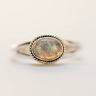 Oval Labradorite Ring, Silver Promise Ring