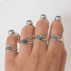 Oval Labradorite Ring, Silver Promise Ring
